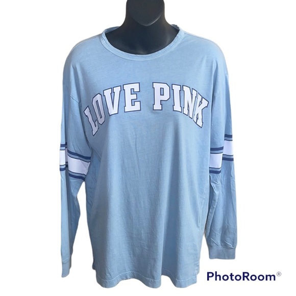 PINK Victoria's Secret Tops - Pink VS Open Back Long Sleeve Campus Tee Shirt Blue XS